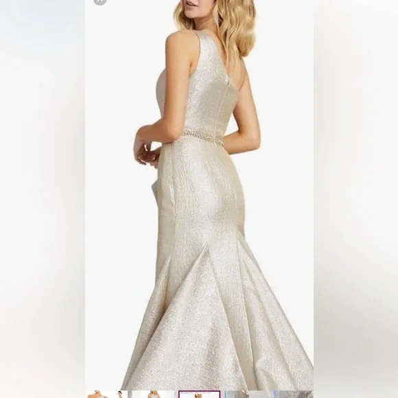 Mac Duggal Asymmetrical Silver Skirt